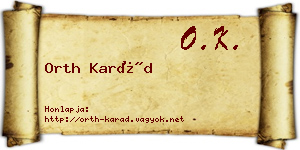 Orth Karád névjegykártya